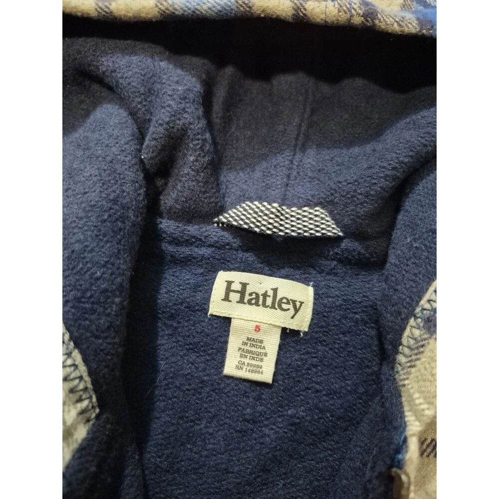 Hatley Boys  Plaid Lined Cotton Flannel Hooded Jacket size 5
